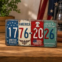USA 250th Anniversary Block Sign Rustic License Plate Art 1776-2026 Semiquincentennial Decor