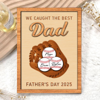 Custom 3D Baseball Dad Sign with Kids Names for Father's Day Gift