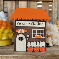 Personalized Wooden Fall House Figurines for Rustic Tray Shelf or Entryway Decor