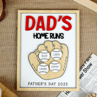 Personalized 3D Wooden Baseball Sign Father's Day Gift for Dad