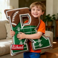 Personalized  Football Letter Pillow with Custom Name Design