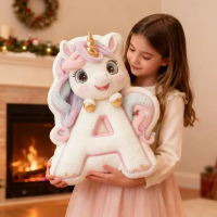 Personalized Unicorn Letter Pillow with Custom Name Design