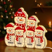 Personalized Snowman Light Box Family Christmas Gift Cozy Winter Home Decor