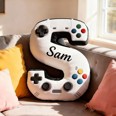 Personalized Controller Letter Pillow with Custom Name Design