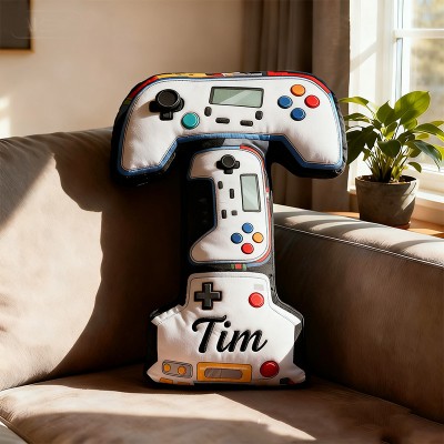 Personalized Gamer Letter Pillow with Custom Name Design