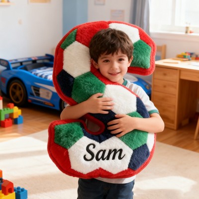 Personalized 2026 World Cup Soccer Letter Pillow with Custom Name Design