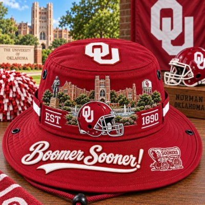 Boomer Sooner Boonie Hat, College Football Fan Wide Brim Game Day Hat