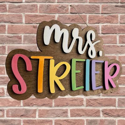 Custom 3D Classroom Door Sign Teacher Name Gift for Back to School