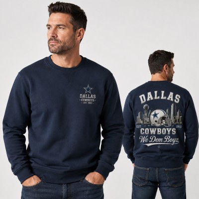 Vintage Dallas Football Crewneck Sweatshirt, Retro Game Day Pullover, City Skyline Graphic Sweatshirt, Football Fan Gift, Unisex