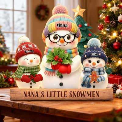 Personalized Snowman Light Box Family Christmas Gift Cozy Winter Home Decor