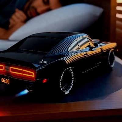 Car Alarm Clock with Realistic Engine and Light Effects Gift for Boyfriend