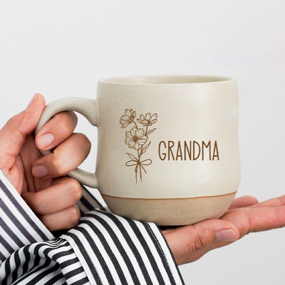 Personalized October Birth Flower Mug Unique Handmade Engraved Mother's Day Gift for Mom Grandma