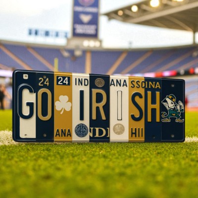 Notre Dame Fighting Irish License Plate Sign College Football Decor Gift for Him