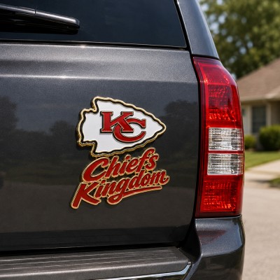 Kansas City Chiefs 3D Metal Car Emblem Badge, Premium Football Fan Auto Decor