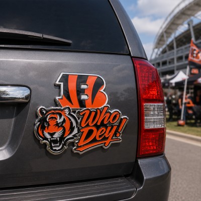 Cincinnati Bengals 3D Metal Car Emblem Badge, Premium Football Fan Auto Decor
