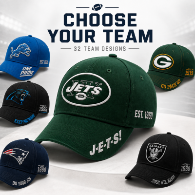 32 Team Football Fan Embroidered Baseball Cap, Game Day Team Hat