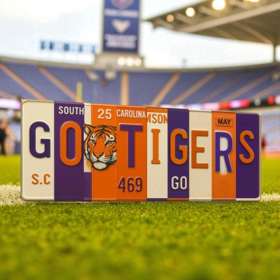 Clemson Tigers License Plate Sign College Football Decor Gift for Him