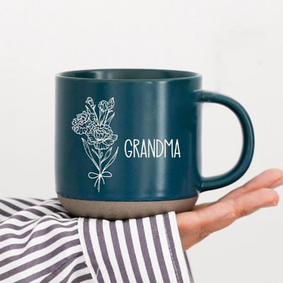 Personalized January Birth Flower Mug Unique Handmade Engraved Mother's Day Gift for Mom Grandma