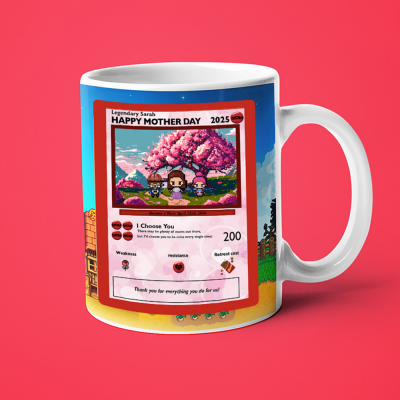 Personalized Pixel Art Coffee Mug with Custom Avatar and Sweet Text Cozy Mother's Day Gift for Mom