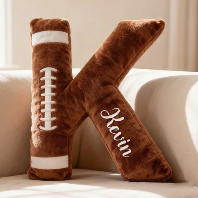 Personalized  Football Letter Pillow with Custom Name Design