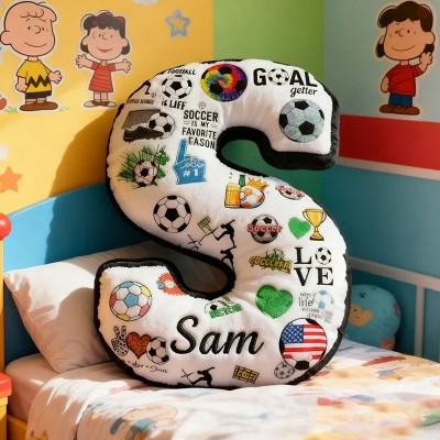 Personalized  Soccer Letter Pillow with Custom Name Design
