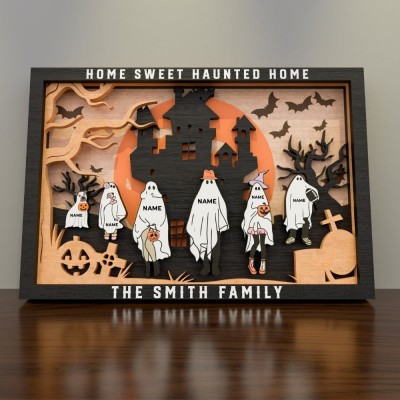 Personalized Halloween Ghost Family Boo Crew Sign Cute Spooky Home Decor