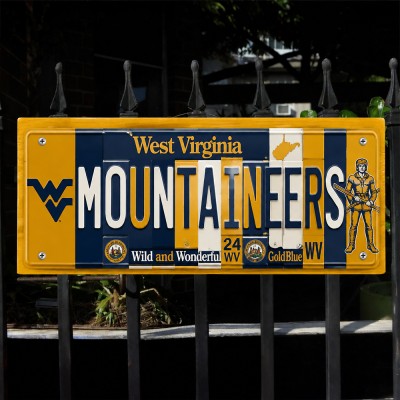 West Virginia Mountaineers License Plate Sign College Football Decor Gift for Him