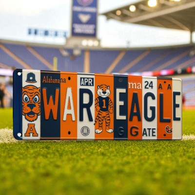 Auburn Tigers License Plate Sign College Football Decor Gift for Him