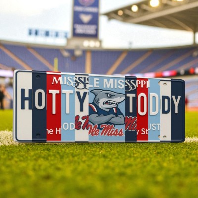 Ole Miss Rebels License Plate Sign College Football Decor Gift for Him