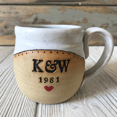 Custom Handmade Pottery Mug with Monogram and Date A Perfect Gift for Special Occasions