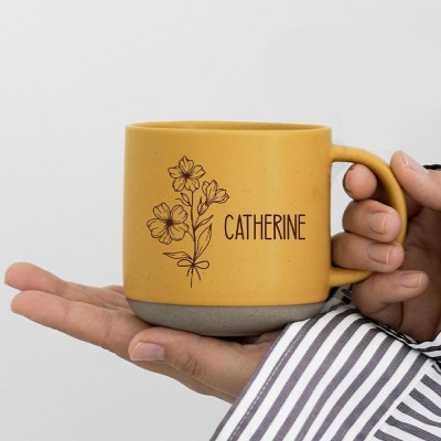 Personalized February Birth Flower Mug Unique Handmade Engraved Mother's Day Gift for Mom Grandma