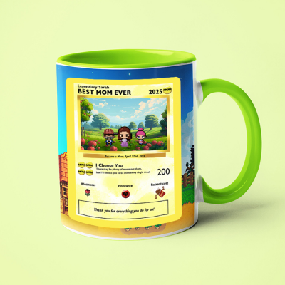 Personalized Pixel Art Coffee Mug with Custom Avatar and Sweet Text Cozy Mother's Day Gift for Mom