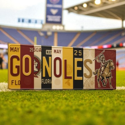 Florida State Seminoles License Plate Sign College Football Decor Gift for Him