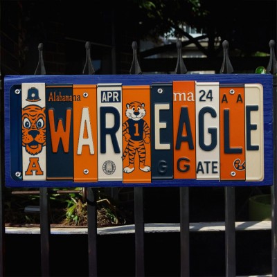 Auburn Tigers License Plate Sign College Football Decor Gift for Him