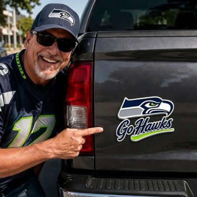 Seattle Seahawks 3D Metal Car Emblem Badge, Premium Football Fan Auto Decor