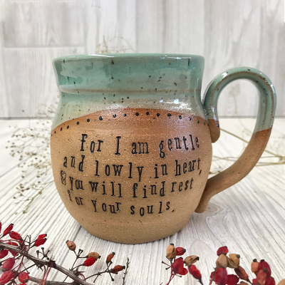 Personalized Handmade Pottery Mug With Quote or Verse for Loved Ones or Yourself