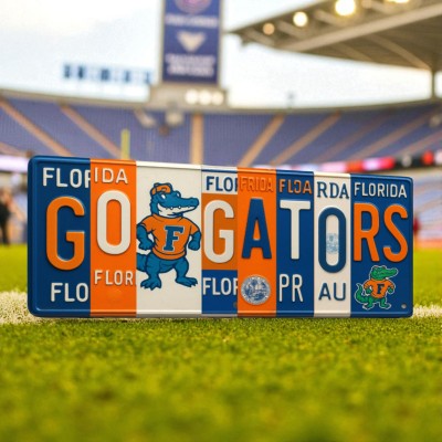 Florida Gators License Plate Sign College Football Decor Gift for Him