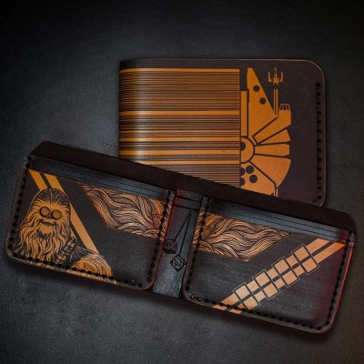 Handcrafted Sci-Fi Inspired Bifold Leather Wallet Gift for Him