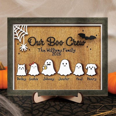 Personalized Halloween Ghost Family Boo Crew Sign Cute Spooky Home Decor
