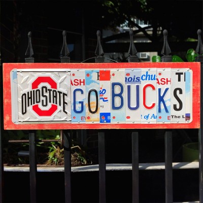 Ohio State Buckeyes License Plate Sign Football Fan Gift Man Cave Bar Decor