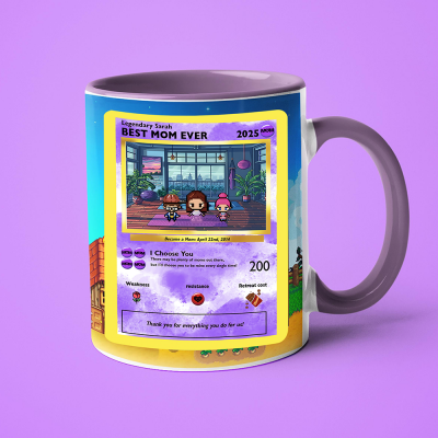 Custom Retro Pixel Coffee Mug with Unique Avatar and Heartfelt Text Keepsake Gift for Mother's Day
