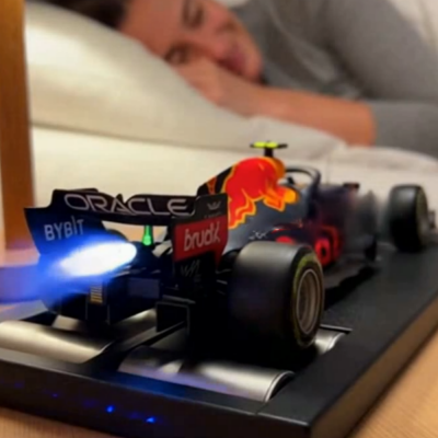 F1 Racing Car Alarm Clock with Realistic Engine Sound Light Effects Gift for Boyfriend