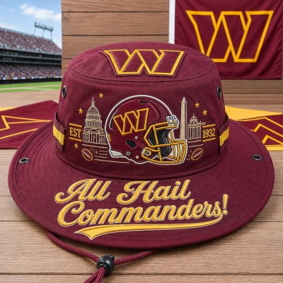 All Hail Commanders Boonie Hat, Football Fan Wide Brim Hat, Game Day Outdoor Hat