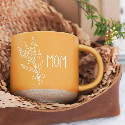 Personalized May Birth Flower Mug Unique Handmade Engraved Mother's Day Gift for Mom Grandma
