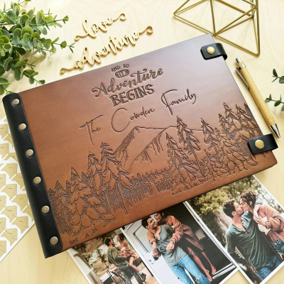 Personalized Adventure Book Wooden Photo Album Wedding Scrapbook Anniversary Gift