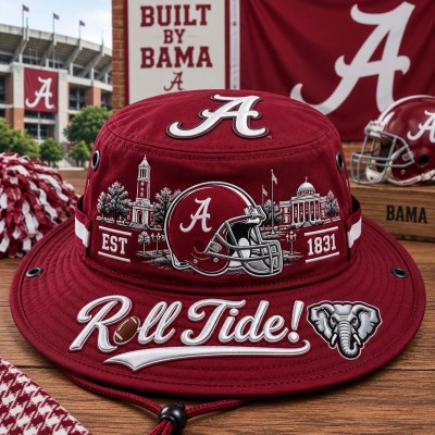 Roll Tide Boonie Hat, College Football Fan Wide Brim Game Day Hat