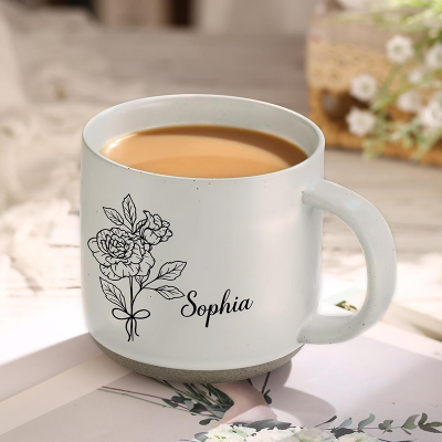 Personalized June Birth Flower Mug Unique Handmade Engraved Mother's Day Gift for Mom Grandma