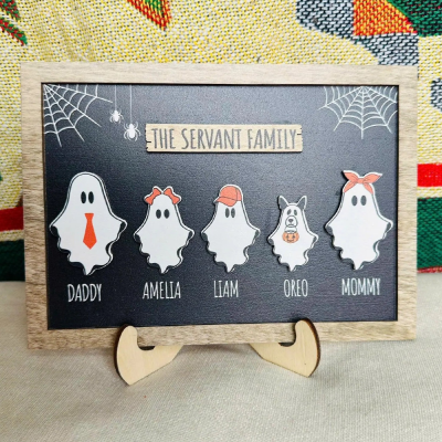 Personalized Halloween Ghost Family Boo Crew Sign Cute Spooky Home Decor