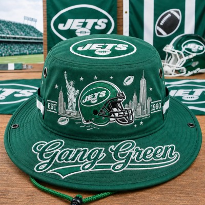 Gang Green Boonie Hat, Football Fan Wide Brim Hat, Game Day Outdoor Hat