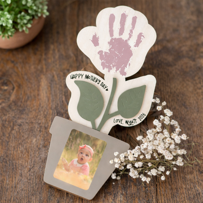 Custom DIY Flower Kids Handprint and Name Sign Gift for Mom or Grandma Mothers Day Gift